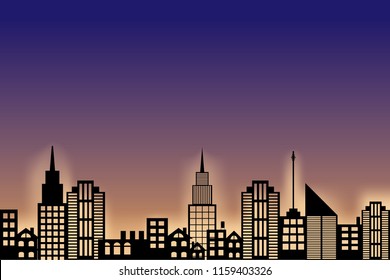 Shadow of the city on twilight