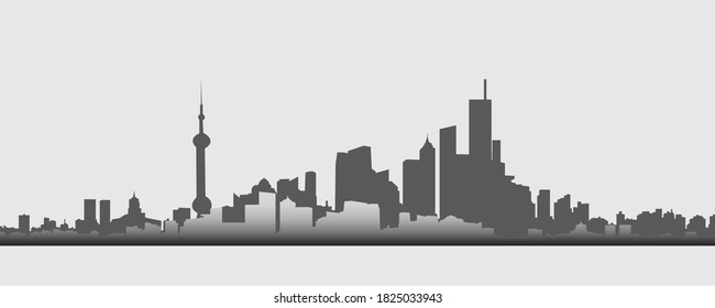 Vista panorámica de la sombra de la ciudad. Edificios de arquitectura urbana. Esbozo de Cityscape.Vector EPS 10.