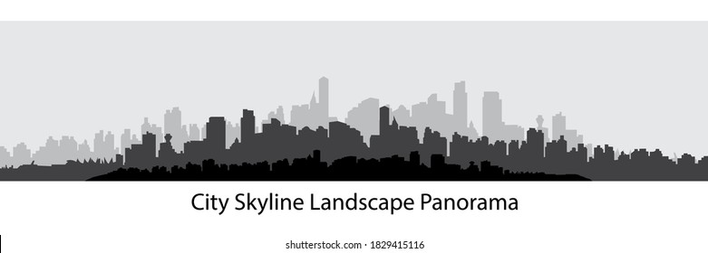 Shadow of City panoramic skyline view. Urban architectural buildings. Cityscape sketch.Vector EPS 10.