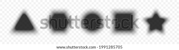 Shadow collection. Realistic Shadow\
with soft edges different shapes. Effect Shadows. Gray Shadows\
isolated on transparent background. Vector\
illustration