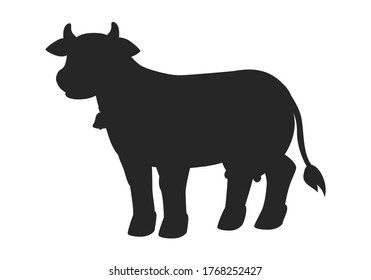 
Shadow of a cow on a white background. Isolated vector image. Cow.