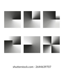 Ícones de cubo de sombra. Formas sombreadas abstratas. Formas quadradas monocromáticas. Ilusão de profundidade de vetor.
