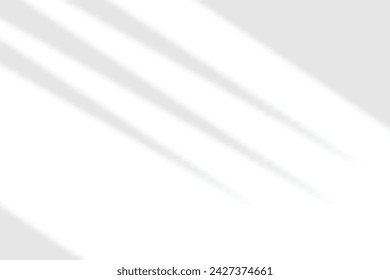 Shadow curtain. Light from window isolated on transparent background. Overlay effect. Jalousie shade. Shadows reflected on the wall. Reflect sunlight from curtains for design mockup. Reflecting lights