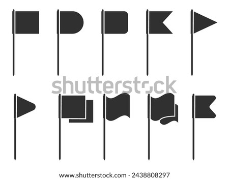 Shadow dark silhouette black flags isolated set. Vector graphic design element illustration