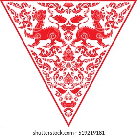 Shadow of the dead protectors, twins lions with giant faces and floral skull vector, images, patterns, tattoos, stickers, backgrounds / southeast asia art design