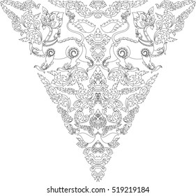 Shadow of the dead protectors, twins lions with giant faces and floral skull vector, images, patterns, tattoos, stickers, backgrounds / southeast asia art design