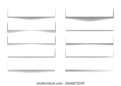Colección de conjunto aislada de la etiqueta de la página del Web del borde del papel del divisor de sombra. Vector Diseño gráfico elemento ilustración	