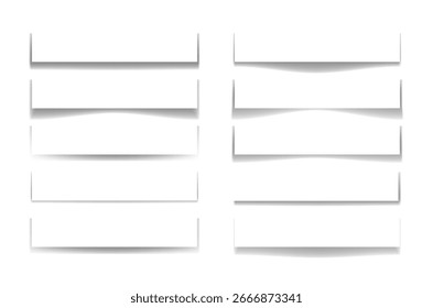 Colección de conjunto aislada de la etiqueta de la página del Web del borde del papel del divisor de sombra. Vector Diseño gráfico elemento ilustración	