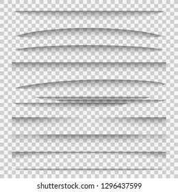 Separadores de sombra. Panel de diseño de papel de línea efectos de sombra divisor página web arista grupo de fichas, elementos vectoriales de página de marco web