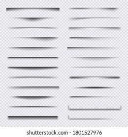 Shadow dividers. Realistic web elements frames soft shadows overlay effects vector set