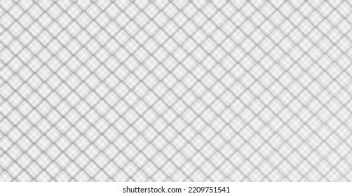 Shadow effect of metal fence mesh. Blurred pattern of wire grid of security barrier, enclosure, cage. Overlay background of rabitz net shadow, vector realistic illustration