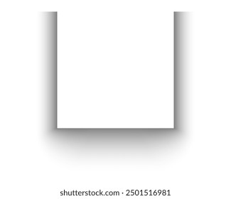 Schatteneffekt von Papierseite oder -karte, Poster oder Banner, Bild oder Verpackungsbox für Mockup-Design. Grauer Schatten einzeln auf weißem Hintergrund. Weiche quadratische Form. Reale Vektorgrafik.