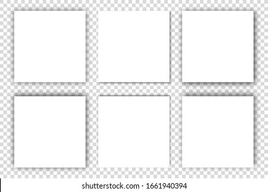 shadow effect set of paper transparent background vector