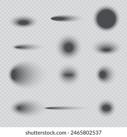 Shadow effect set. Transparent background. Vector illustration. Realistic shadows.