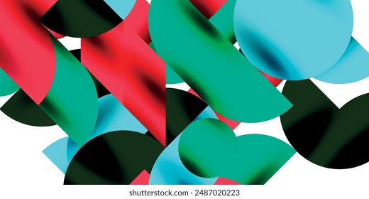 Efecto de sombra círculos brillantes y triángulos redondos arte moderno geométrico. Ilustración vectorial Para Fondo de pantalla, Anuncio, Fondo, Tarjeta, Ilustración de libro, página de destino