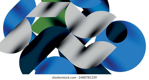 Shadow effect shiny circles and round triangles geometric modern art. Vector Illustration For Wallpaper, Banner, Background, Card, Book Illustration, landing page