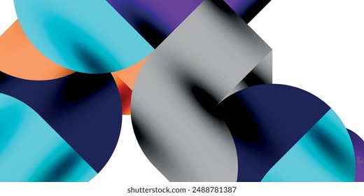 Shadow effect shiny circles and round triangles geometric modern art. Vector Illustration For Wallpaper, Banner, Background, Card, Book Illustration, landing page