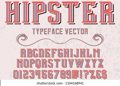 Shadow Effect.retro font vintage Hand Drawn  named hipster vector typeface