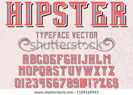 Shadow Effect.retro font vintage Hand Drawn  named hipster vector typeface