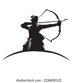 The shadow of the figure of a knight doing archery