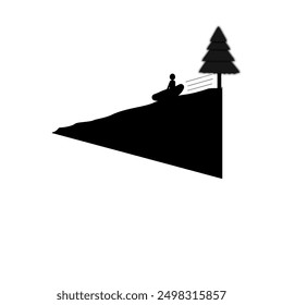 Shadow figure of someone sliding in winter
