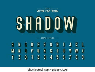 Schattenschriftart und -alphabet, Buchstabentext und Zahlendesign, Grafiktext auf Hintergrund