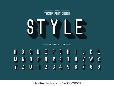 Shadow font and alphabet vector, Letter style typeface and number design, Graphic text on background