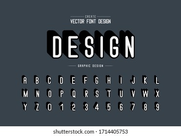 Shadow font and alphabet vector, Letter style typeface and number design, Graphic text on background