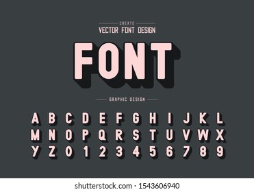 Shadow font and alphabet vector, Style typeface letter and number design, graphic text on background