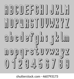 Shadow Font Design, Vector Alphabet and Number