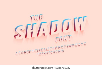 Shadow font set collection, letters and numbers symbol. Vector illustration