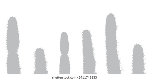 Sombra de cactus grises sobre fondo blanco. Ilustración del vector