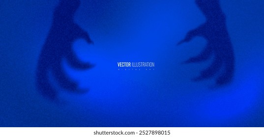 Shadow hand devil Halloween background. Silhouette monster - decoration on a banner for the Day of All Dead celebrations. Vector illustration