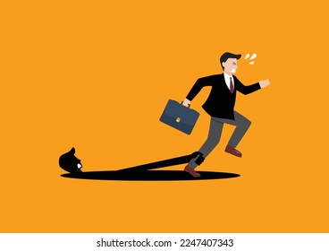 Shadow hand pulling a businessman. Business concept. Vector illustration