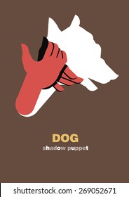 Shadow hand puppets: animals, dog, paper applique, unique origami style, shadow play, fun