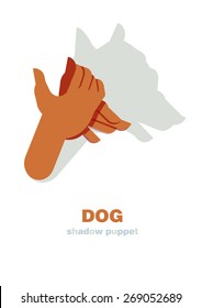 Shadow hand puppets: animals, dog, paper applique, unique origami style, shadow play, fun
