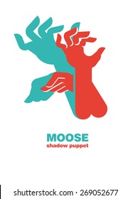 Shadow hand puppets: animals, moose, paper applique, unique origami style, shadow play, fun