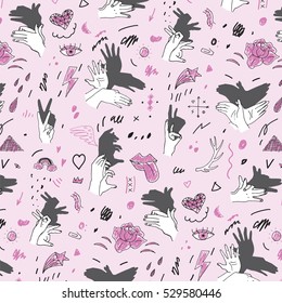 Shadow hand vector pattern 