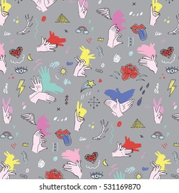 Shadow hand vector pattern 
