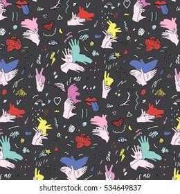 Shadow hand vector pattern 