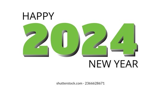 shadow Happy New Year 2024 text design  Isolated on white background