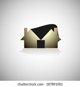 Shadow house icon, vector illustration with gradients.