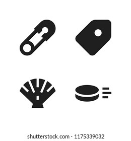 shadow icon. 4 shadow vector icons set. label, shell and safety pin icons for web and design about shadow theme