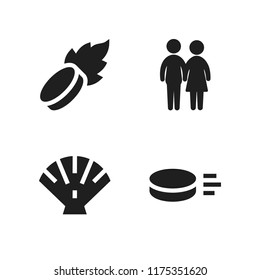 shadow icon. 4 shadow vector icons set. couple silhouette, puck and shell icons for web and design about shadow theme