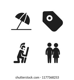 shadow icon. 4 shadow vector icons set. couple silhouette, label and warrior icons for web and design about shadow theme