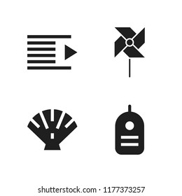 shadow icon. 4 shadow vector icons set. right indent, pinwheel and label icons for web and design about shadow theme