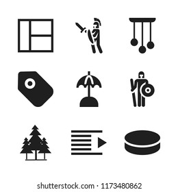 shadow icon. 9 shadow vector icons set. sun umbrella, forest and right indent icons for web and design about shadow theme