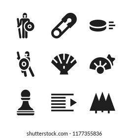 shadow icon. 9 shadow vector icons set. pawn, right indent and safety pin icons for web and design about shadow theme