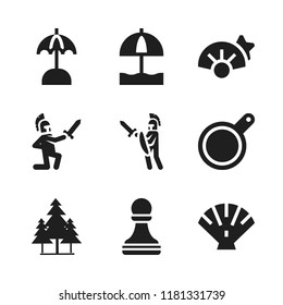 shadow icon. 9 shadow vector icons set. sun umbrella, warrior and pawn icons for web and design about shadow theme