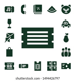 shadow icon set. 17 filled shadow icons.  Simple modern icons about  - Ticket, Wine glass, Mute, Shopping bag, Police car, Pear, Bowling pins, Ring, Account, Watermelon, Lockers